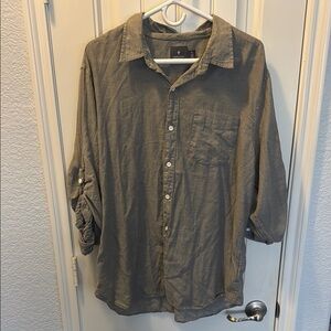 Men's Casual Linen Button Down Shirt in Gray